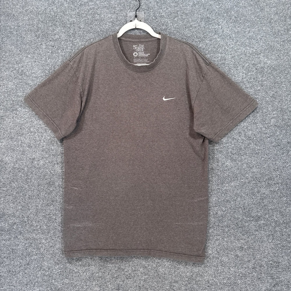 Vintage Nike Tshirt Mens Medium Brown/Gray Swoosh Loose Fit Short Sleeve Tee Y2K